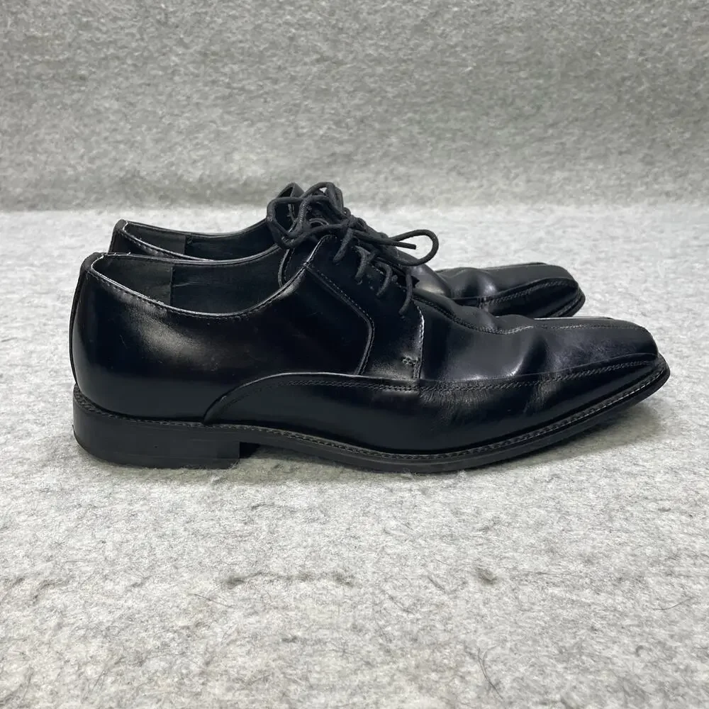 Stacy Adams Mens 11M Black Leather Square Toe Oxford Dress Shoes Lace Up Dapper